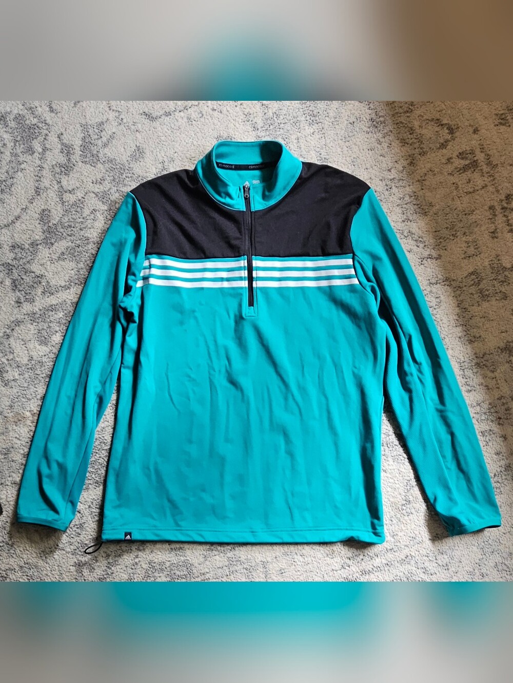 Adidas Climacool Mens Medium Long Sleeve 1/4 Zip Golf Pullover Sweatshirt Green
